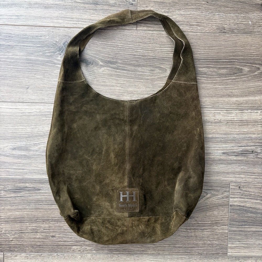 Haute Hippie Olive Green Suede Hobo Bag